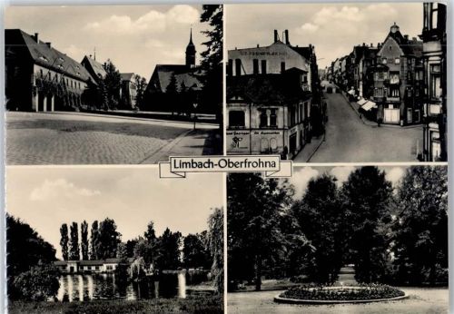 09212 O9102 Limbach-Oberfrohna - Teilansicht, Park, Geschäftsstrasse, Kirche