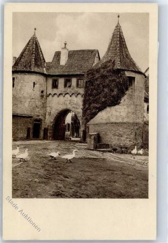 97357 W8718 Prichsenstadt - Vorm Tor, Heimatbild von Oskar Hendinger, Echte Kupfertiefdruck-Karte