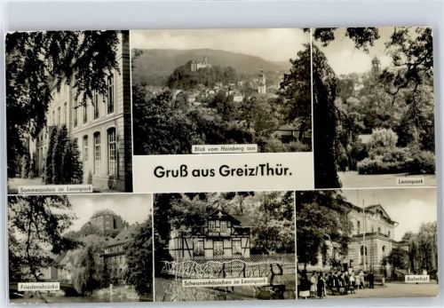 Greiz Sommerpalais, Firedensbrücke, Schwanenhäuschen, Bahnhof, Burg