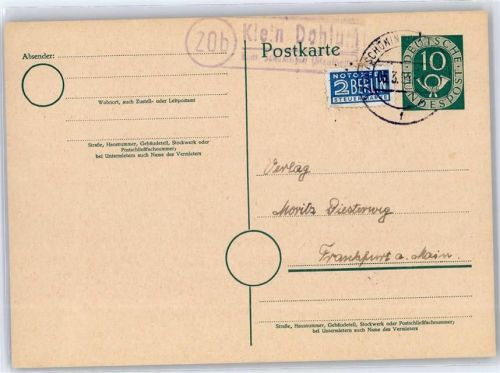 Klein Dahlum Landpoststempel, Notopfer