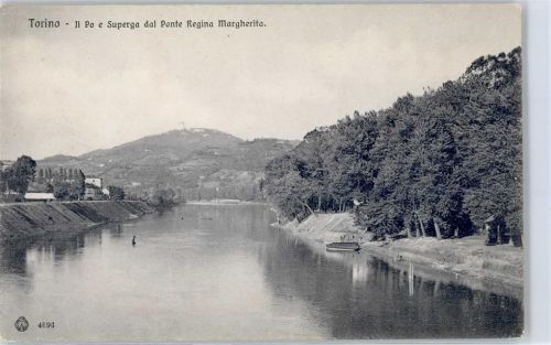 Torino Il Po e Superga dal Ponte Regina Margherita