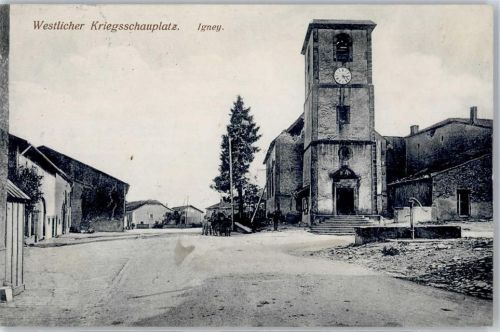 Igney 1916 Kirche Feldpost WK I Bay.Landwehr-Inf.Rgt. 9. Kompanie