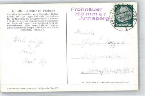 09456 O9301 Frohnau , Erzgeb - Landpoststempel Der alte Hammer