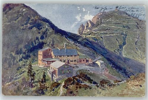 Urfeld 1907 Herzogstand mit Unterkunftshaus sign. Compton