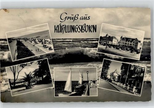 Kühlungsborn Strandpromenade Landungsbrücke mit Segelbooten Konzertgarten
