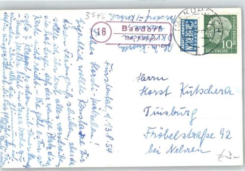 34516 W3546 Basdorf b Korbach - Landpoststempel Fliegeraufnahme Zeltlager Notopfer