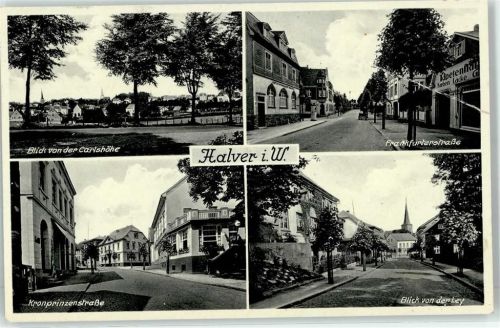 58553 W5884 Halver - Kronprinzenstraße Frankfurter Straße Tapetenhandlung Blick von der Carlshöhe Ley Kirche