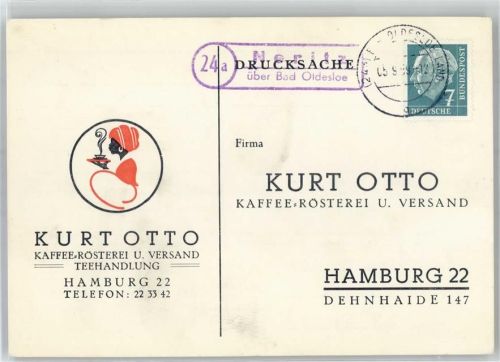 23843 W2060 Neritz b Bad Oldesloe - Landpoststempel Kaffee-Rösterei Versand Teehandlung Kurt Otto Hamburg