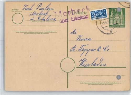Merbeck Landpoststempel Notopfer