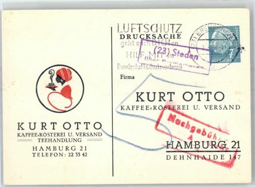 27729 W2864 Steden - Landpoststempel Kaffee-Rösterei Versand Teehandlung Kurt Otto Hamburg