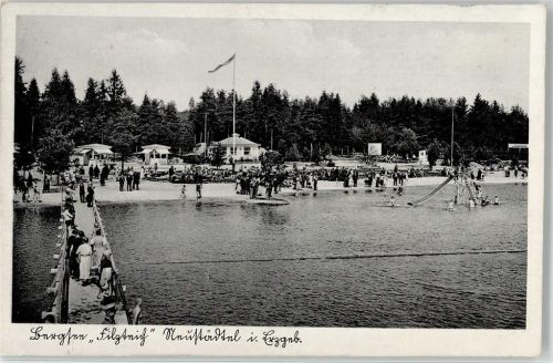 Neustädtel Bergsee Filzteich Ufer Strandbad Rutsche