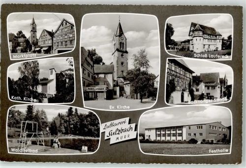71560 W7158 Sulzbach an der Murr - Marktplatz Kirche Schwimmbad festhalle4 Schloss Lautereck