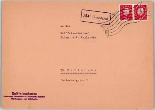 Hertingen Posthilfsstellenstempel Vorderseite