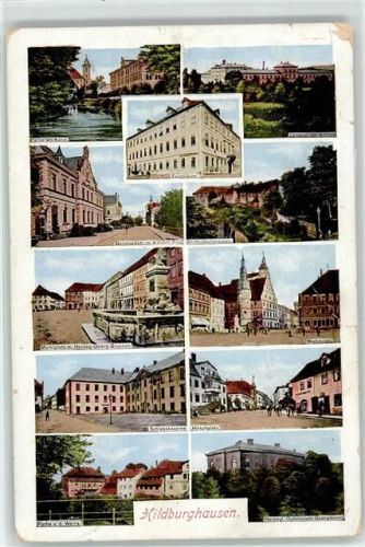 Hildburghausen Bernhardstraße Postamt Kanal Technikum Markt Schlosskaserne Herzog Georg Brunnen Georgianum