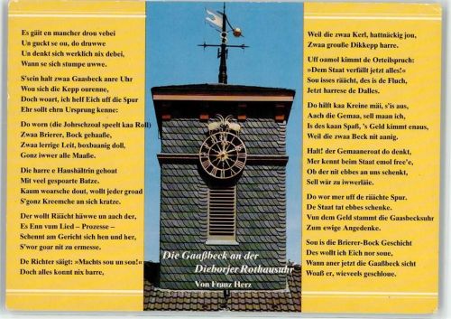 Dieburg die Geißböcke an der Rathausuhr