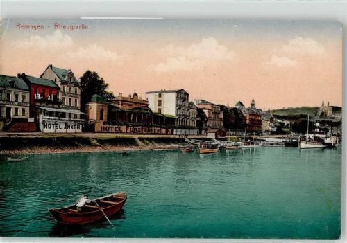 Remagen Rhein Ruderbootpartie Hotel Fürstenberg Anker Schiff Anlegestelle