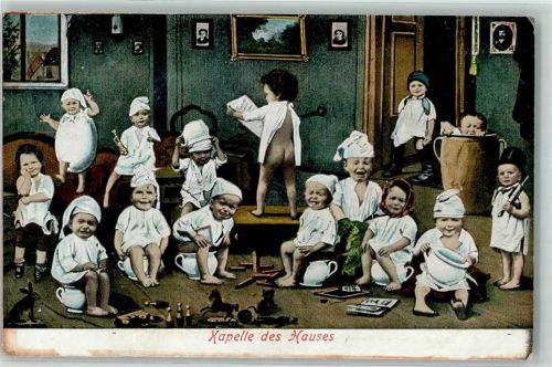 1903 Kinder Hemd Mütze Korb Spielzeug