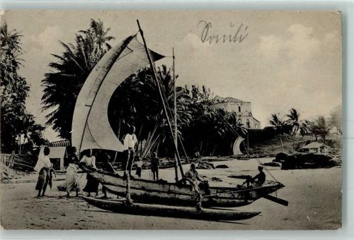 Dehiwala-Mount Lavinia No 44 outrigger Fishing Canoes on the beach