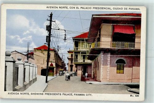 Panama City Avenida Norte Showing Presidents Palace Auto Handwagen