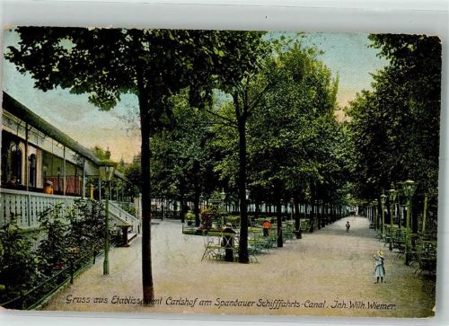Spandau 1909 Gasthaus Carlshof Spandauer Schifffahrtskanal
