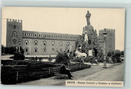 Pavia Piazza Castello e Monum. a Garibaldi