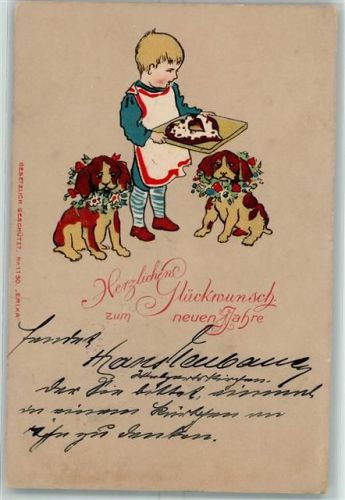1903 Neujahr Lebkuchenherz Kind AK