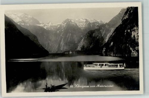 Königssee Malerwinkel Schiff Ruderboot Berge Stempel Salet Alpe 1927