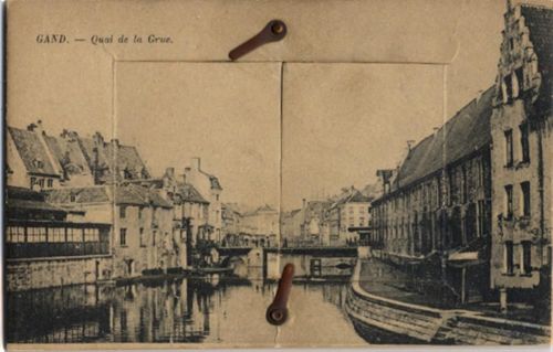 Gand Gent (Belgien) Leporello auf Karton Quai de la Grue II (Stauchungen)