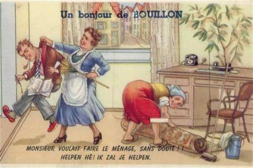 Bouillon Bouillon (Belgien) Leporello, beim Hausputz II (Marke entfernt, Mittelbug)