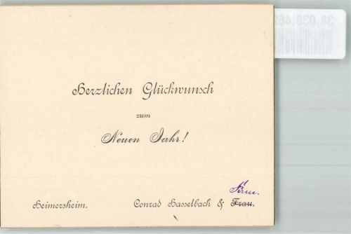 Heimersheim Neujahrswünsche von Herrn Conrad Hasselbach