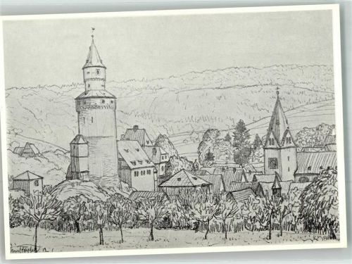 Idstein sign. Toepfer, Ernst Hexenturm und Unionskirche im Jahre 1912 Reproduktion