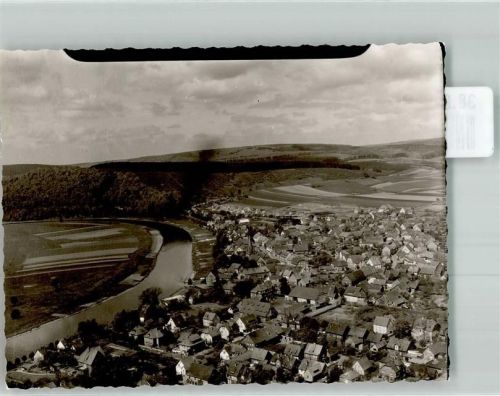 Bodenfelde Fliegeraufnahme des Ortes an der Weser mit der Christuskirche Foto Original aus Archiv eines Ansichtskartenverlages Ort handschriftlich