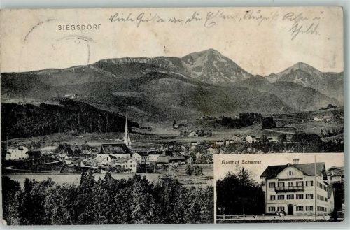 Siegsdorf 1913 Gasthaus Scharrer Kirche Berge