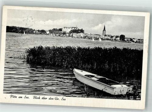 Plön Panorama des Ortes mit Großem Plöner See Schloss und Nikolaikirche Verlag Lagerbauer & Co.