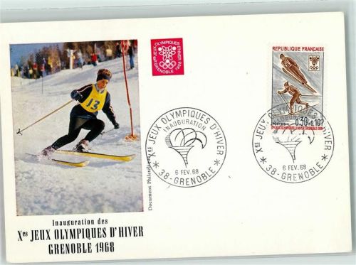 Grenoble 1968 Skifahrer Skispringen Olympische Winterspiele Briefmarke