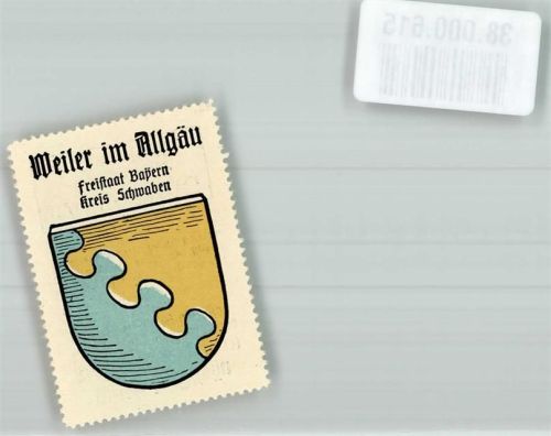 Weiler-Simmerberg Vignette Weiler im Allgäu Kreis Schwaben Blau Gold Wolkenschnitt