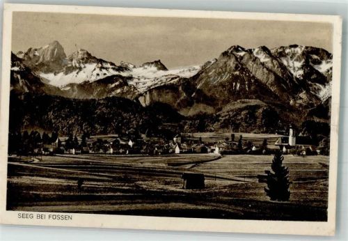 Seeg 1934 Panorama des Ortes mit Pfarrkirche St. Ulrich Fotograf Hartje