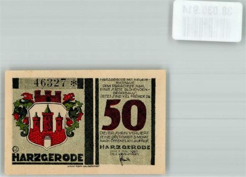 Harzgerode 1921 50 Pfennig Rathaus