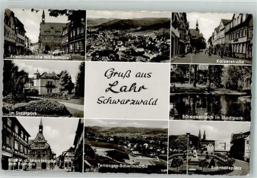 Lahr 1962 Rathaus Friedrichstrasse Schwimmbad Kaiserstrasse Bahnhofsplatz Fliegeraufnahme
