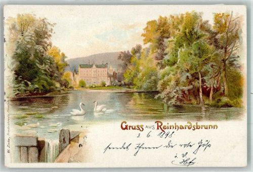 Reinhardsbrunn 1898 Gruss Schwan See