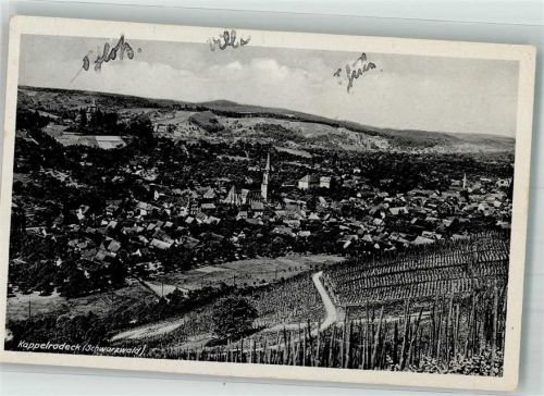 Kappelrodeck 1941 Panorama des Ortes mit der St. Nikolaus Kirche und Schloss Rodeck