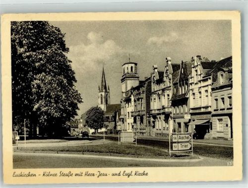 Euskirchen Kölner Straße mit Herz-Jesu-Kirche und Ev. Kirche