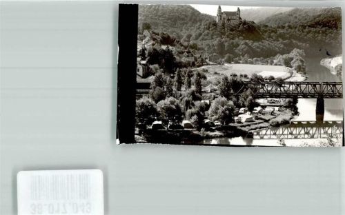 Obernhof mit Eisenbahnbrücke Campingplatz und Kloster Dionysios Foto Original aus Archiv eines Ansichtskartenverlages Ort handschriftlich