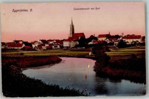 Eggenfelden 1926 Panorama des Ortes mit Kirche St. Nikolaus und Stephanus