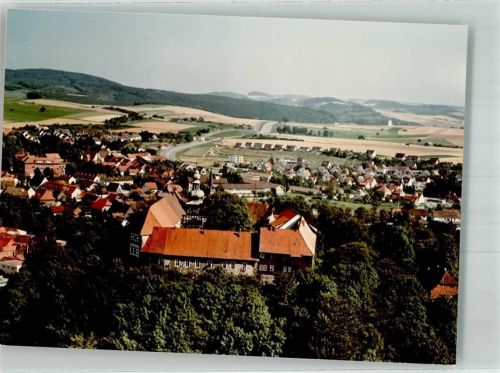 Herzberg Fliegeraufnahme des Ortes mit Schloss Herzberg Foto Original aus Archiv eines Ansichtskartenverlages Ort handschriftlich
