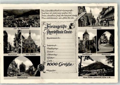Lahr 1954 Rathaus Marktstrasse Friedrichstrasse Kaiserstrasse Storchenturm Burg Geroldseck Notopfermarke Berlin