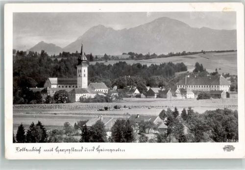 Rottenbuch Panorama des Ortes mit Pfarrkirche Mariä Geburt Herzogstand und Heimgarten Fotograf Bromberger