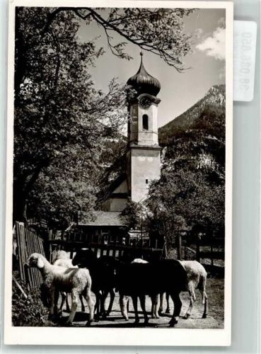 Farchant Kirche Schafe Foto Original aus Archiv eines Ansichtskartenverlages