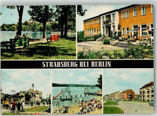 Strausberg 1967 Hotel HO Schwimmbad Große Straße An der Fähre Straßenbahn