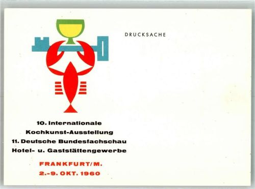 Frankfurt Sonderkarten 10. Internationale Kocchkunst Ausstellung 2.-9.10.1960